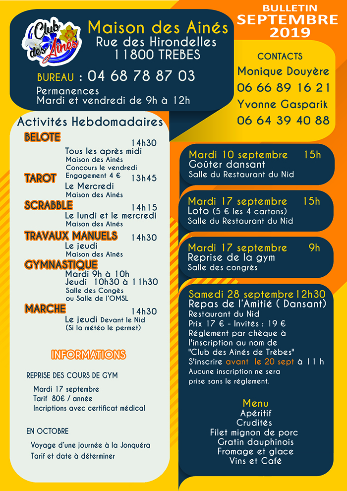 bulletin SEPTEMBRE 2019 Trèbes