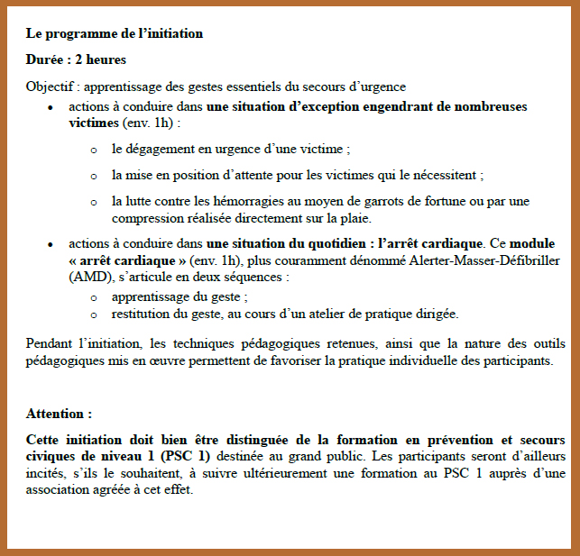 Initiation 1er secours le-programme