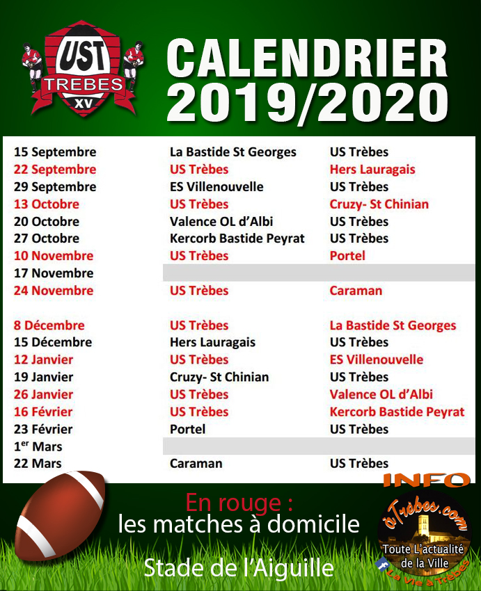 rugby ust calendrier2019-2020
