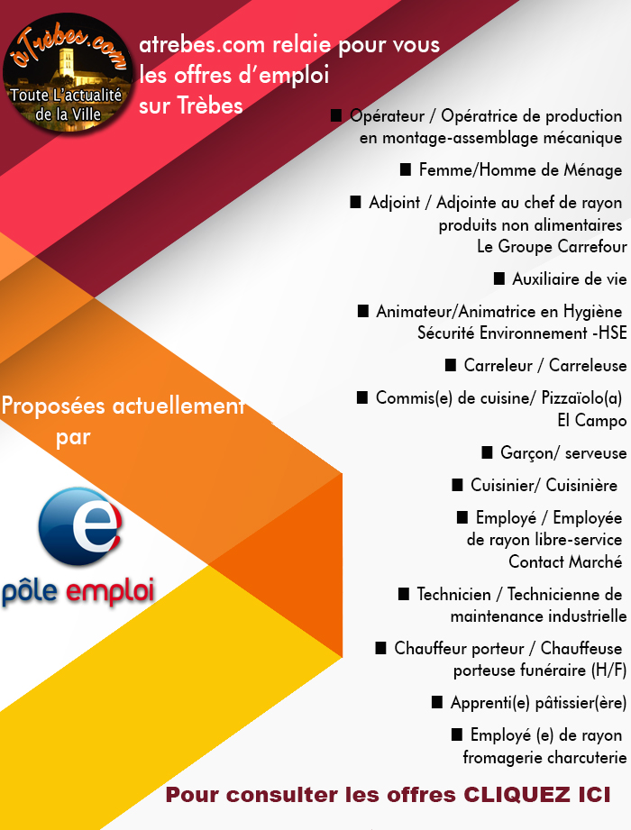 offres d'emploi Trèbes 9mai2017