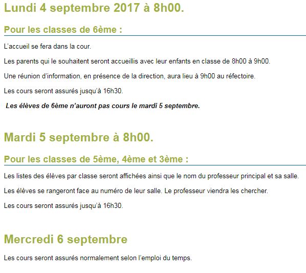 college infos rentrée