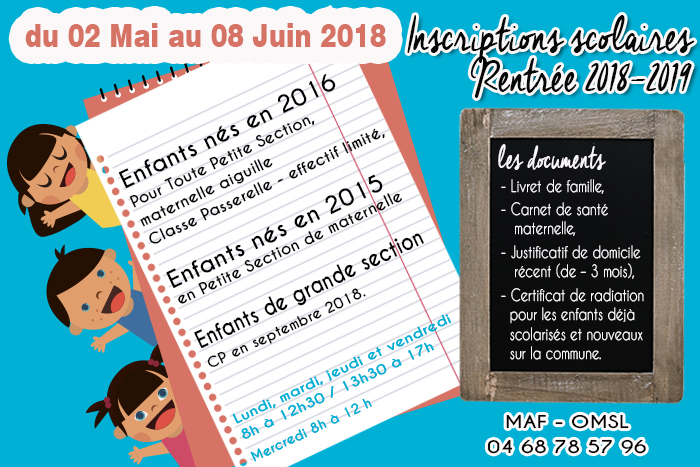 ecole inscriptions 2018